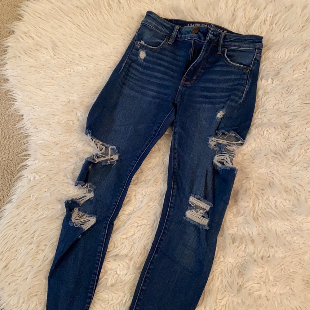 super stretch x AE ripped jeans